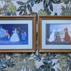 Disney Commemorative Lithograph Framed Pictures Cinderella & Aristocats 