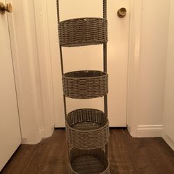 Gray Wicker 4-Tier Basket Organizer