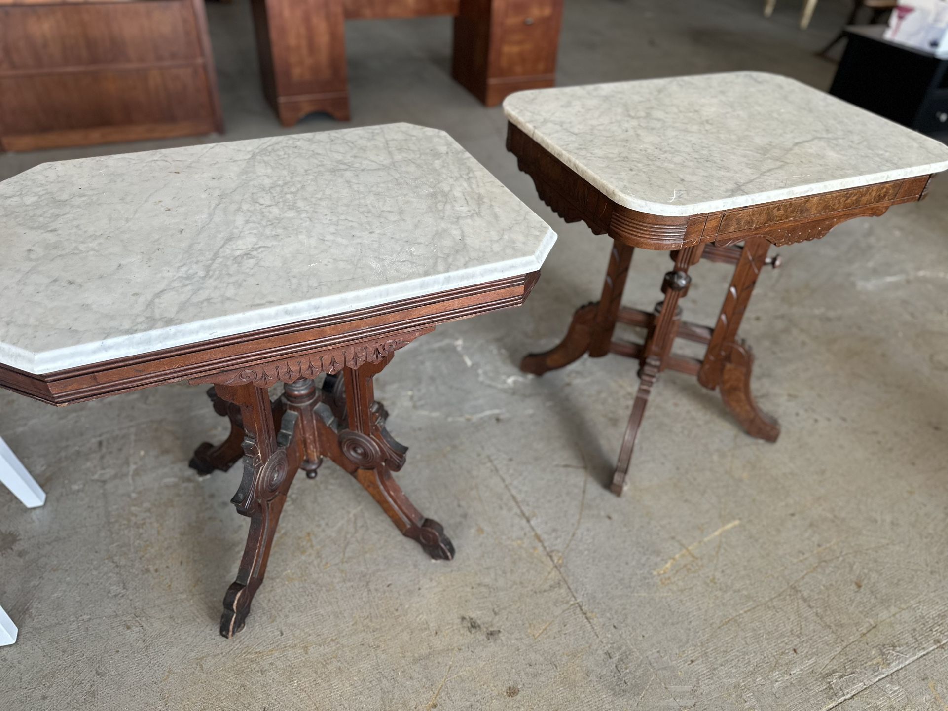 Pair or Marble Antique Sidetables
