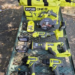 RYOBI ONE+ 18V Cordless 6-Tool Combo Kit with 1.5 Ah Battery, 4.0 Ah Battery, and Charger