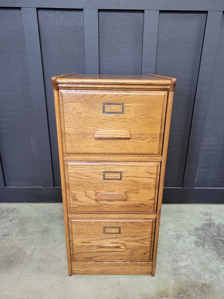 3 Drawer Solid Oak Filing Cabinet