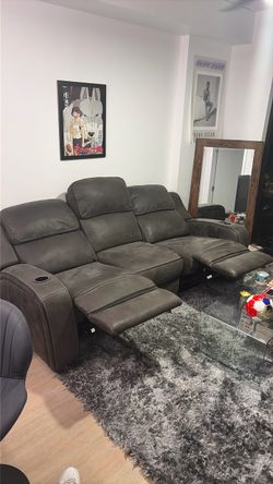 Gray Power Recliner Sofa