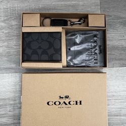 COACH 3-IN-1 WALLET GIFT SET BLACK/OXBLOOD | SAME DAY SHIPPING ✅ NEW IN BOX