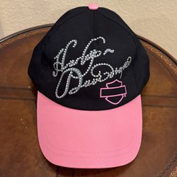 Harley-Davidson Black and Pink Rhinestone Cap One Size