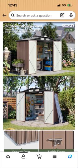 6'x4' Outdoor Metal Storage Shed with Lockable Door