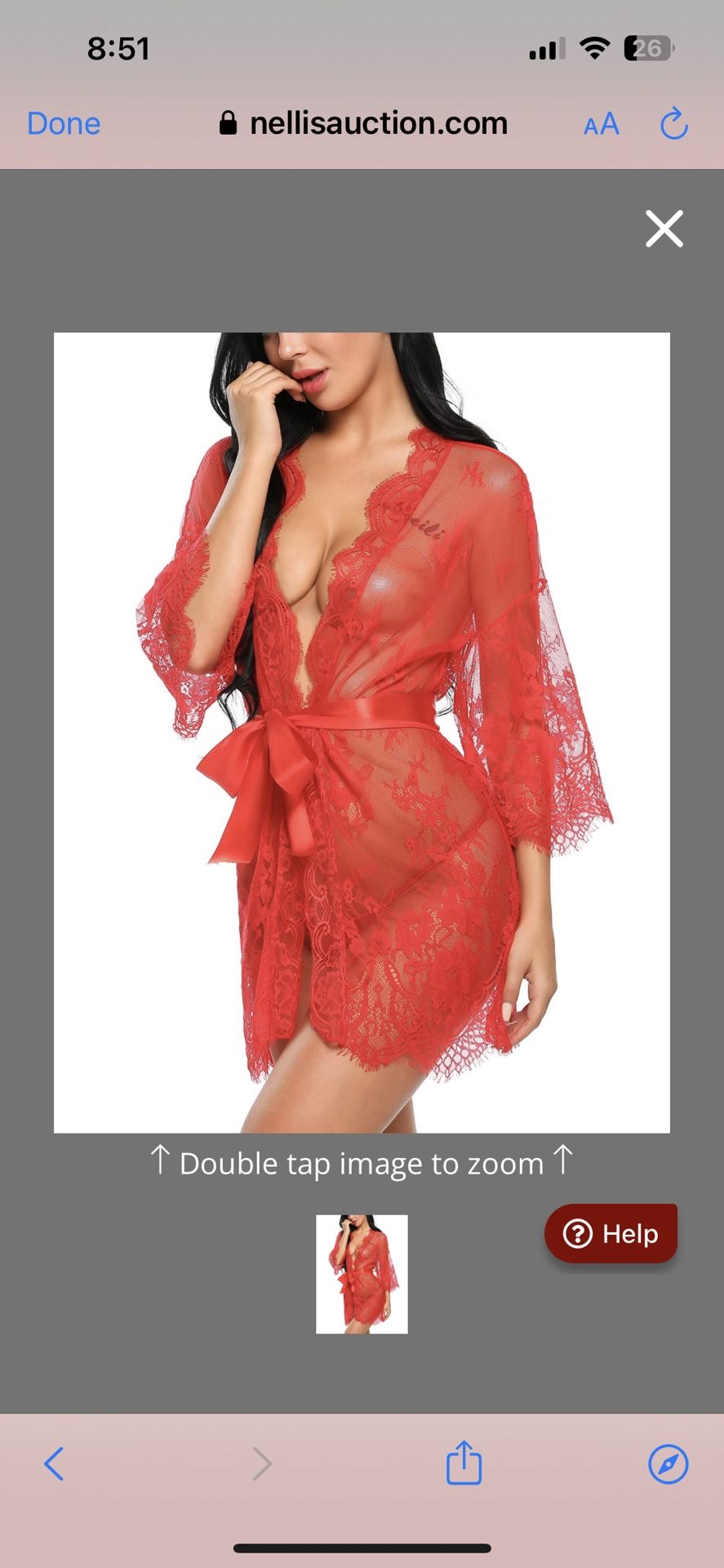 Avidlove Women's Lace Kimono Robe Babydoll Lingerie Mesh Nightgown See Through Robe Red S