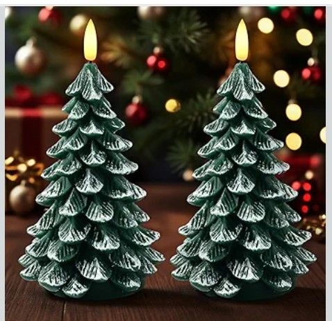 Christmas Decorations Indoor, Christmas Decor - Christmas Tree Candles Battery Operated, Flameless LED Candle Lights with 6H Timer, Xmas Home Decor, S