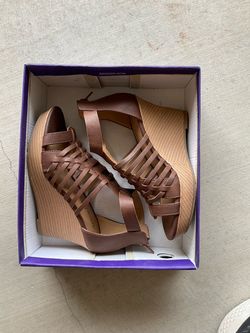 Brown Strappy Wedge Sandals size 6
