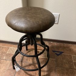 Pair Of Round Bar Stool Leather New