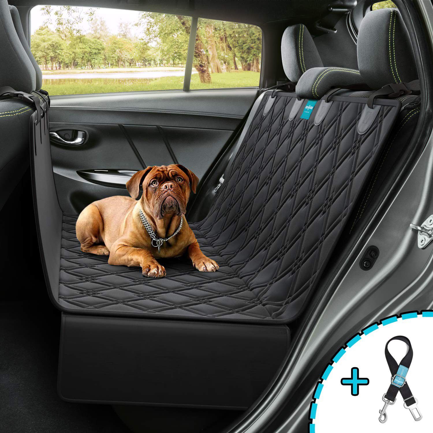 Brand New !! Dog car seat cover heavy duty waterproof material washable luxury stylish seat belt leash INCLUDED