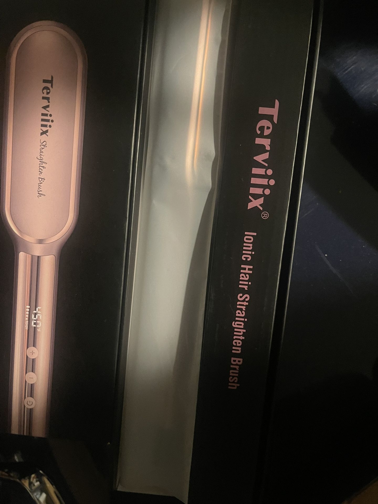 Terviiix Frizz Buster Ionic Hair Straightener Brush with MCH Heater - Rapid 450°F in 20S, Hair Straightener Comb for Efficient One-Pass, Anti-Scald, 1