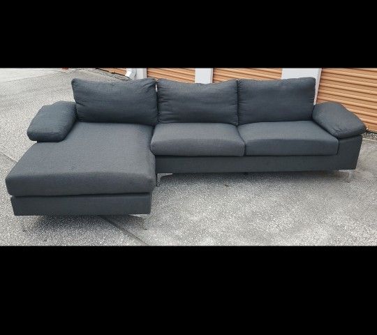 Gray Low Profile Mid Century Sectional Couch Sofa