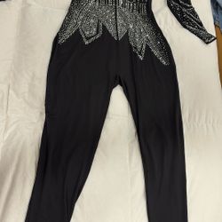 Beautiful, Black Jumpsuit With Sequence.Size XL
