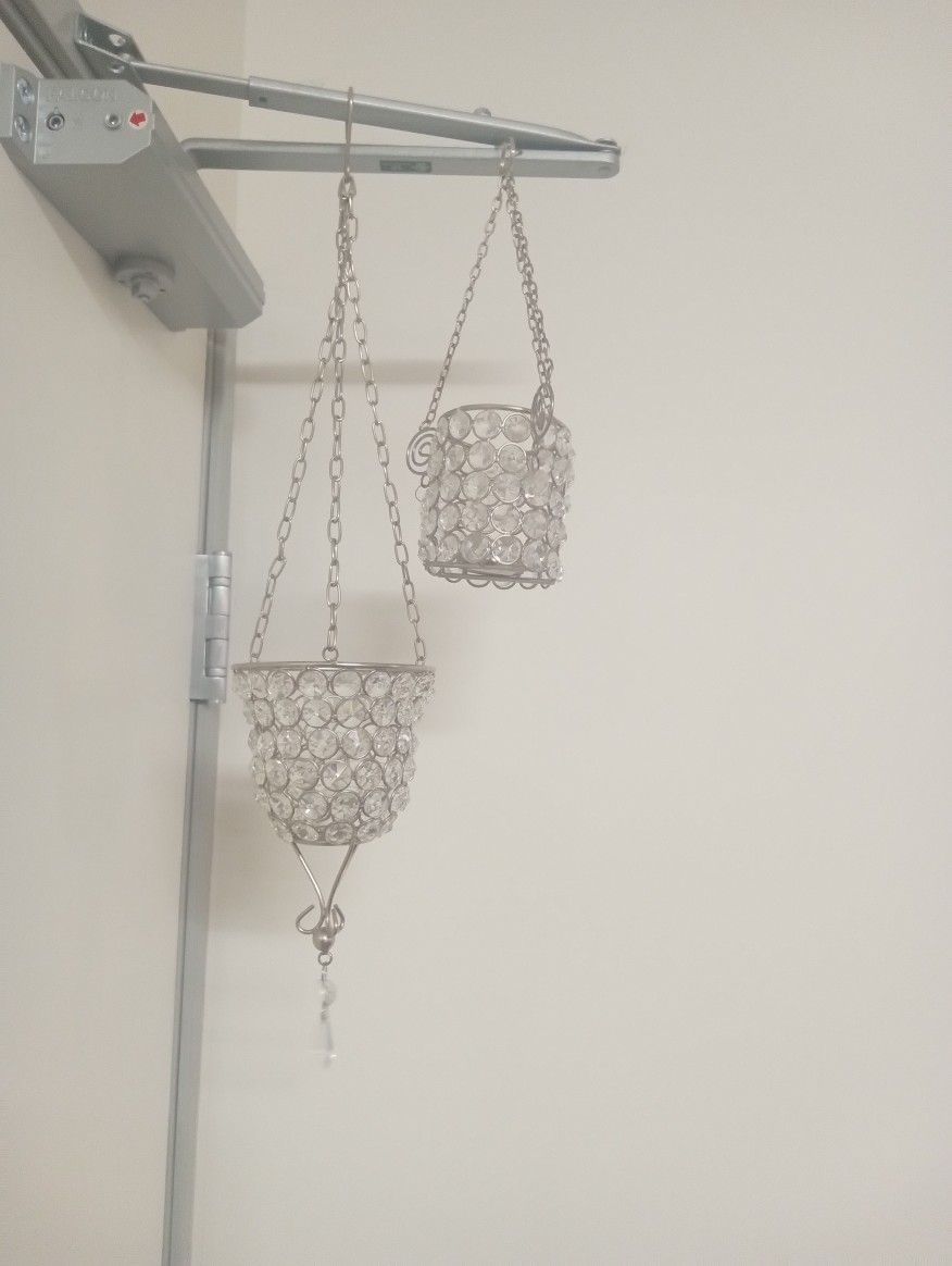 Two Crystal Hanging Candle Holders