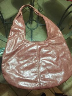 Leather pink hobo bag