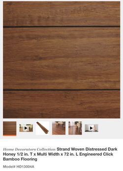 Home Decorators Collection Strand Woven Distressed Dark Honey 1/2 in. T x Multi Width x 72 in. L Engineered Click Bamboo Flooring Home Decorators Collection Strand Woven Distressed Dark Honey 1/2 in. T x Multi Width x 72 in. L Engineered Click Bamboo Flooring
