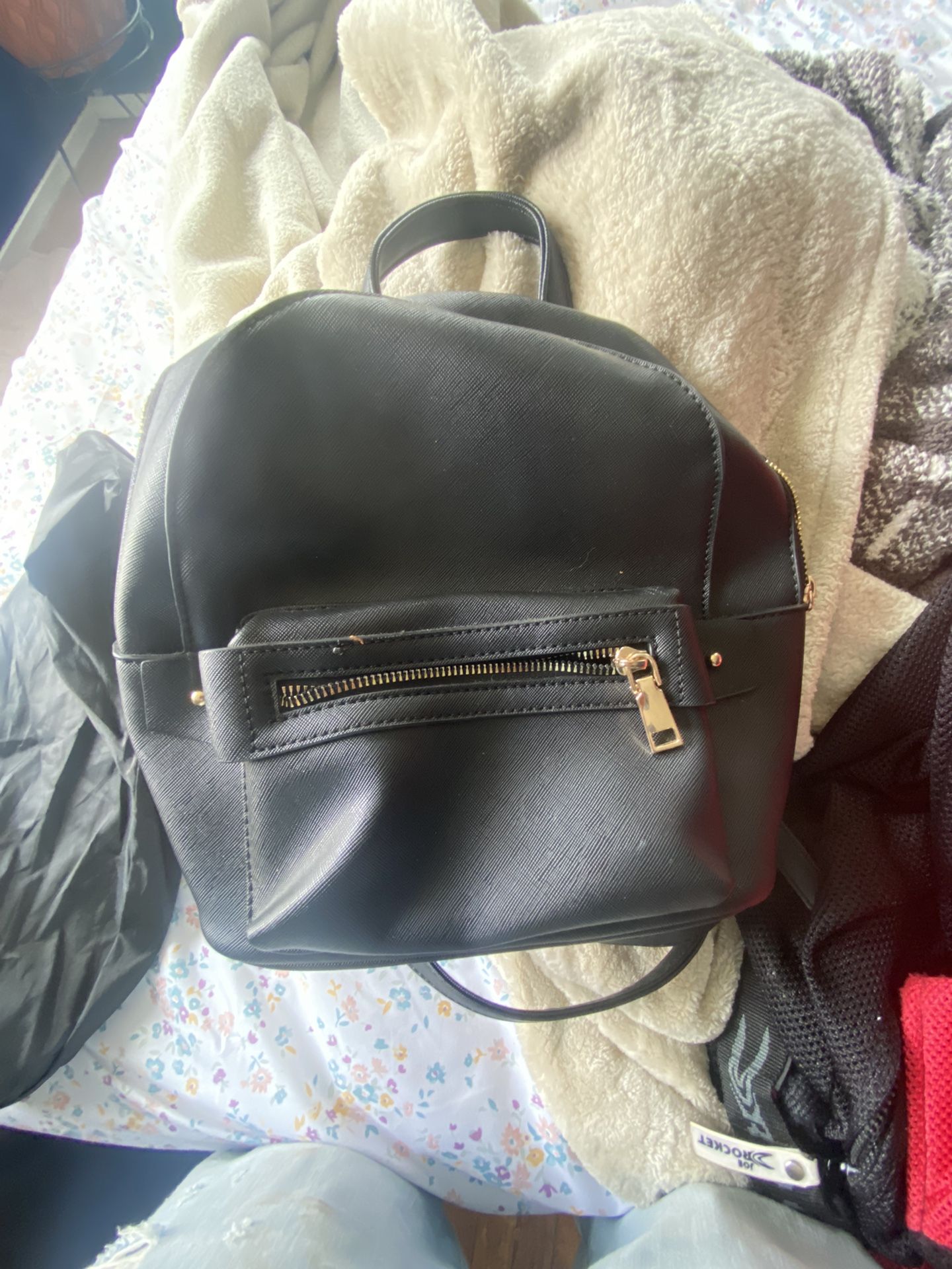 Black Lessun London Leather Backpack 