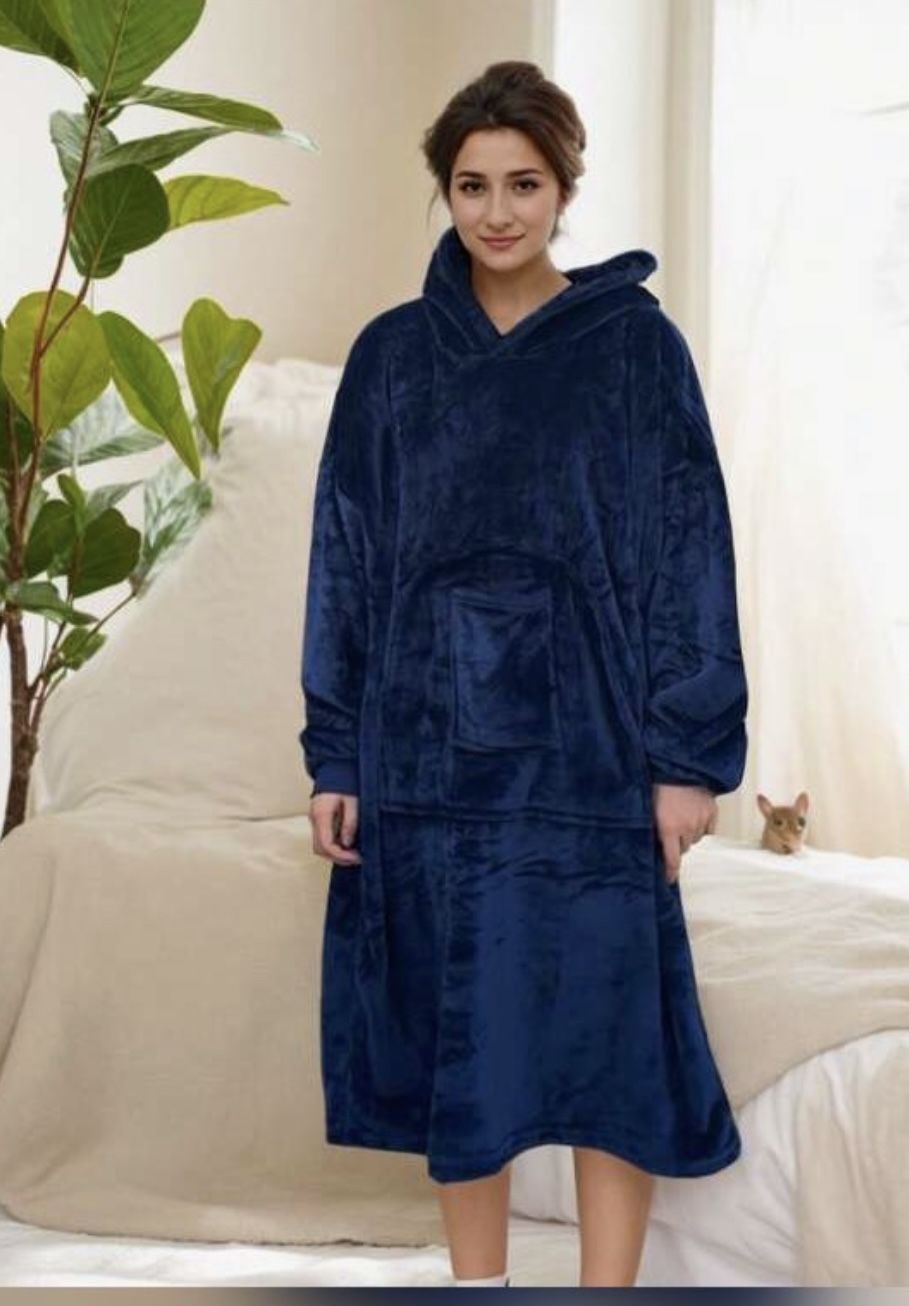 New Flannel Soft Blanket Hoodie, Extra Large Wearable Blanket Sweatshirt With Pockets