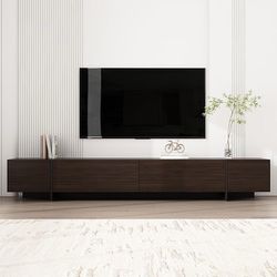 New -Modern Brown 95.7-in W Floating TV cabinet Integrated TV Mount TV Stand