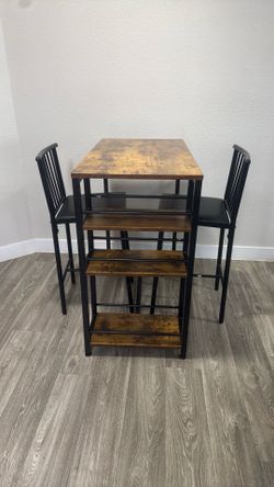 Brown wood table  w/2 chairs