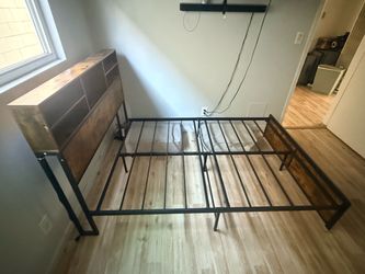 Industrial Metal and Wood Bed Frame
