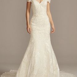 Beaded Lace Off-the-Shoulder Mermaid Wedding Dress 