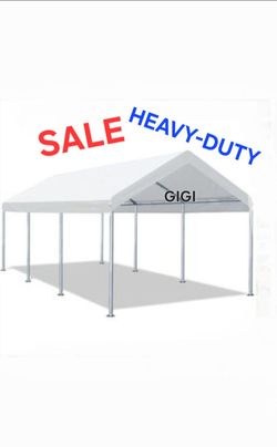 10 x 20 ft Heavy Duty Canopy with Powder-Coated Steel Frame, Portable Garage for Car, Boat, Shelter Party Tent