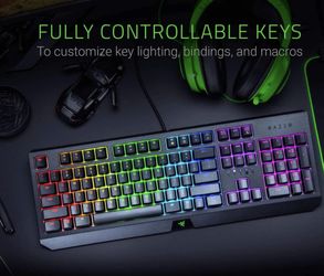 Razer BlackWidow Mechanical Gaming Keyboard: Green Mechanical Switches - Tactile Chroma RGB Lighting - Programmable Macros