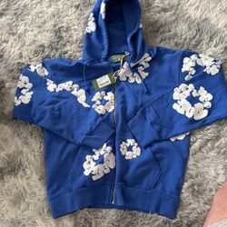 Denim Tears Zip Up Hoodie Blue 