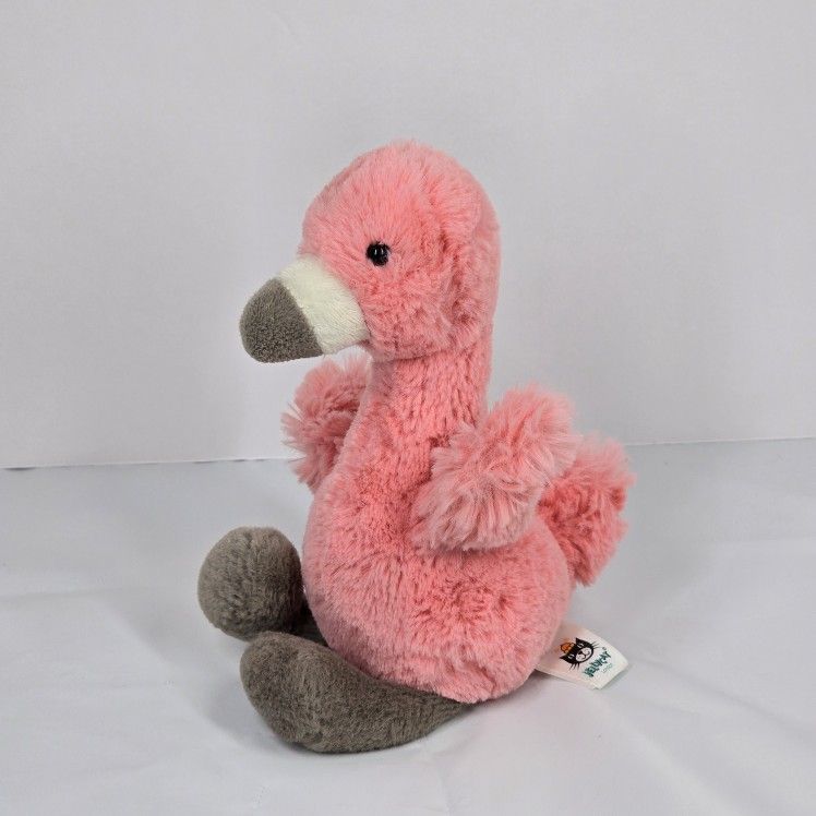 Jellycat London Pink Bashful Flamingo Plush 8" Stuffed Zoo Animal Lovey Soft GUC