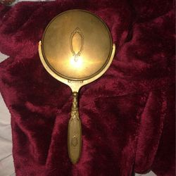 Antique Bronze S & B Hand Held Mirror 