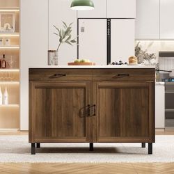 New White Top Brown Base Kitchen Island - FREE 🎁 with purchase- 