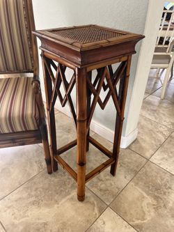 Bamboo Rattan End Table 