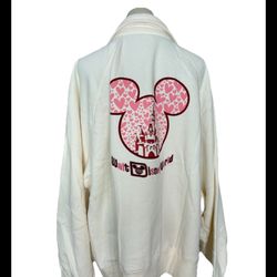 2025 Walt Disney World Pullover Sweatshirt Castle Pink Hearts Valentines 1X , made china, 80% cotton, 20% polyester, machine washable, armpit 33” each