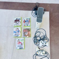 Microsoft Xbox 360 & controllers With 5 Games 