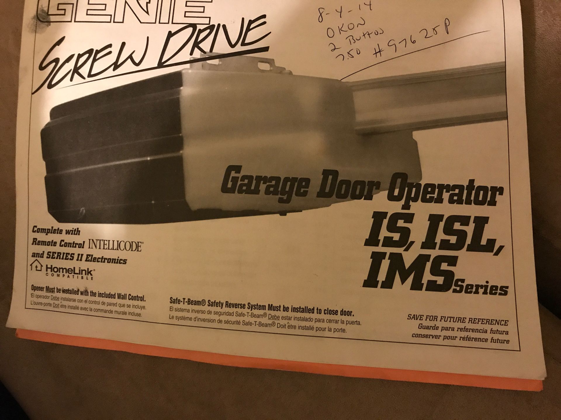 Genie garage door opener