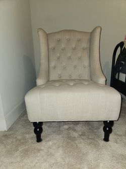 High Back Upholstered Button Tufted Club Chair with Birch Wood Legs
