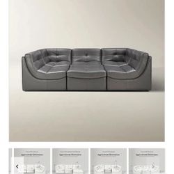 Z Gallerie 8 piece Cloud Convo Leather sectional couch sofa dark gray charcoal