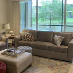 3 seat couch with the square storage leg rest on wheels 