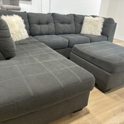 HAVERTYS PLUSH USED GRAY 2PC SECTIONAL SET & OTTOMAN…$499 OBO…ALL OFFERS WELCOME!