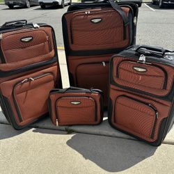 4 Piece Orange Luggage Set 