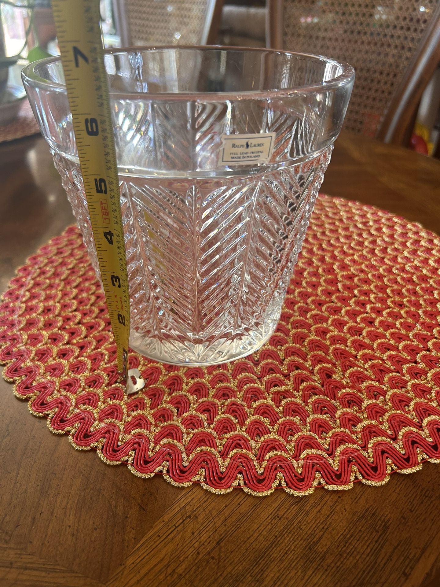 TWO ( 2 ) RALPH LAUREN Crystal Herringbone Wine/Champagne Bucket