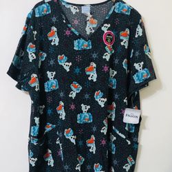 Disney Frozen Scrub Snowman’s Olaf V-neck two front double pockets .3XL