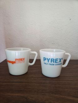 Vintage PYREX Corning Milk Glass Mugs - Set of 2