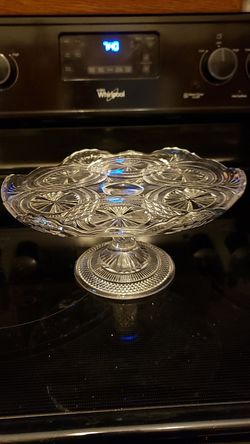 Vintage Pedestal Pressed Glass Cake Plate