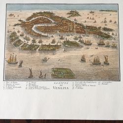 Unique Antique Map Of Venezia Or Venice