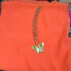Large Green butterfly Necklace $15