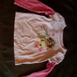 Girls 3t Shirt Puppies Princess Pink flowers
