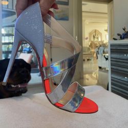 NIB LOUBOUTIN WORLD COPINE 100 MULTI PATENT LEATHER FABRIC SANDALS PUMPS SIZE 36