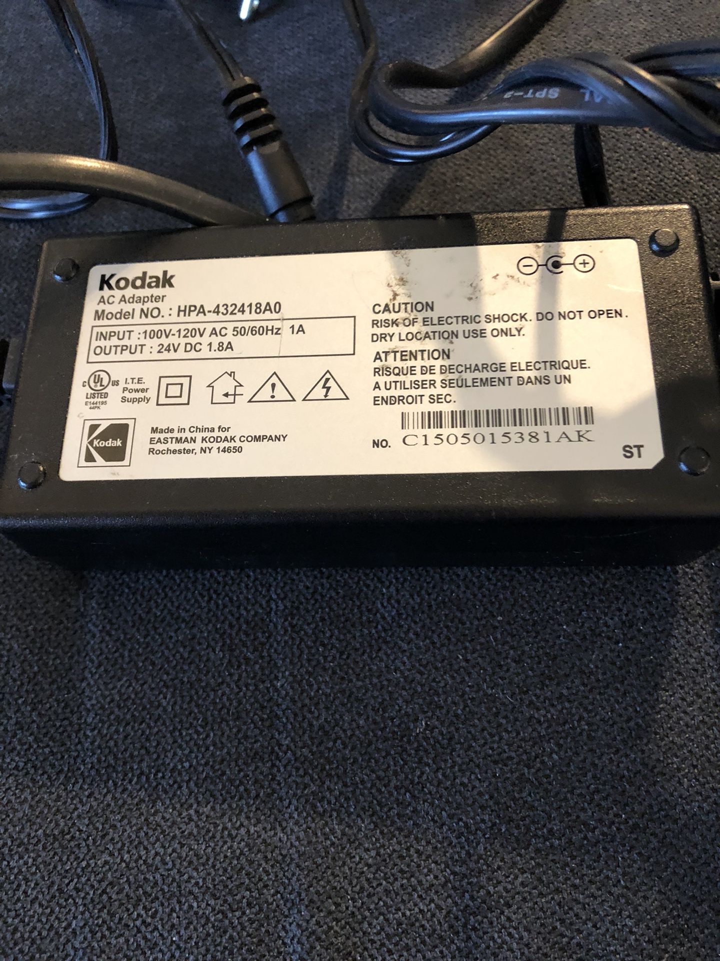 Kodak Easy Share Printer Dock Series 3 Ac Power Adapter 